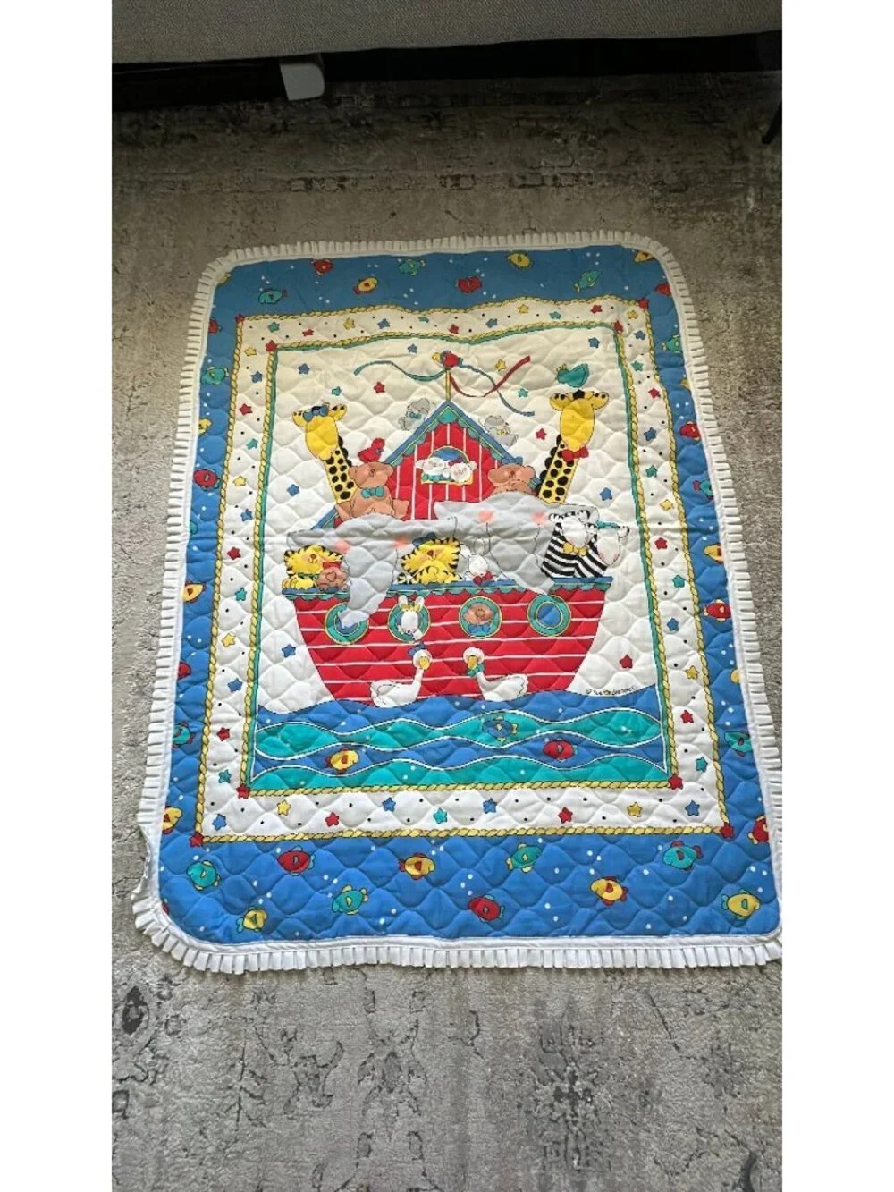 vintage Sue Dreamer Noah's Ark crib quilt